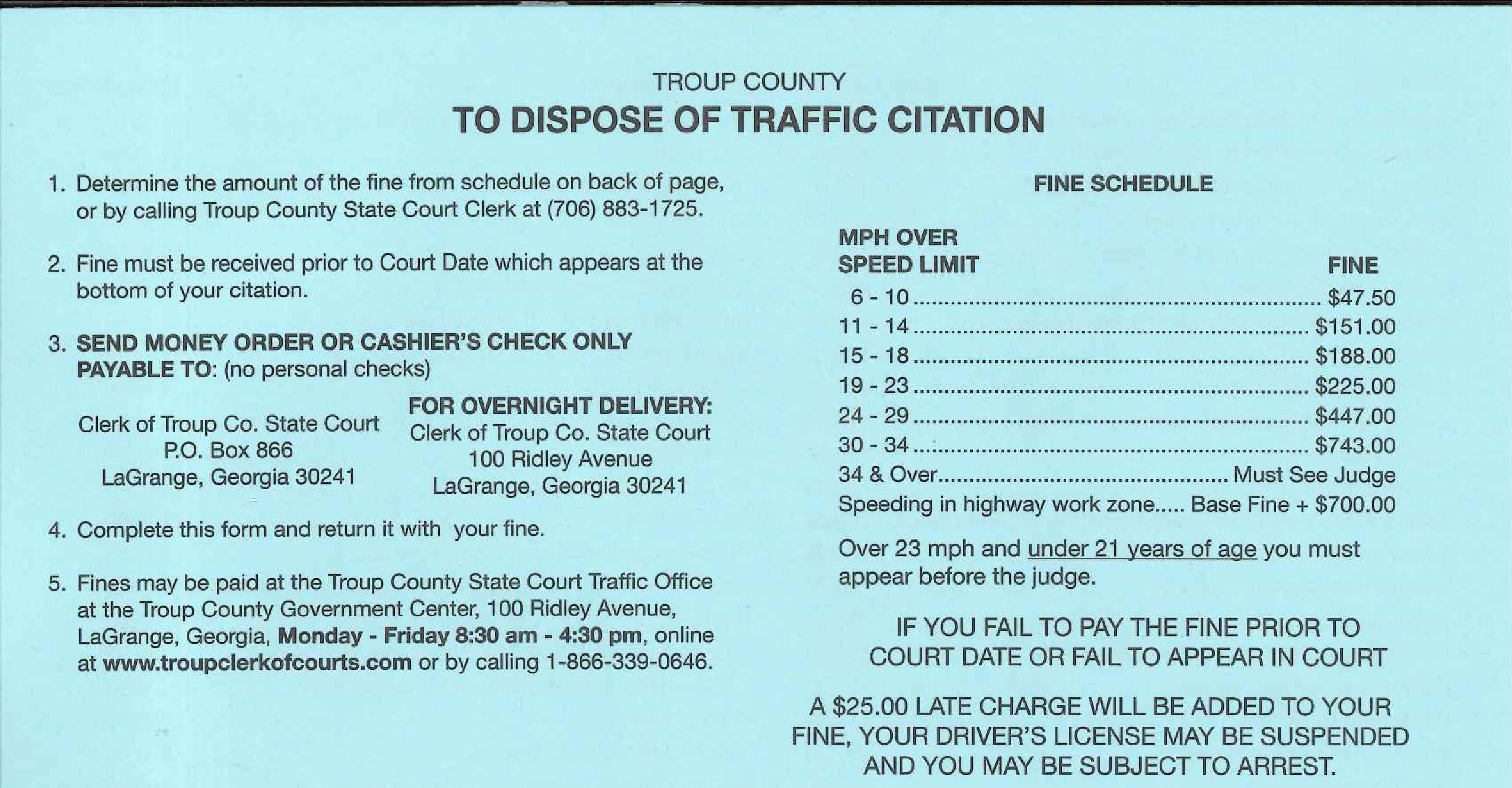 click to enlarge image - how to dispose of traffic citations